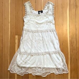 Y2K cream lace boho dress XS